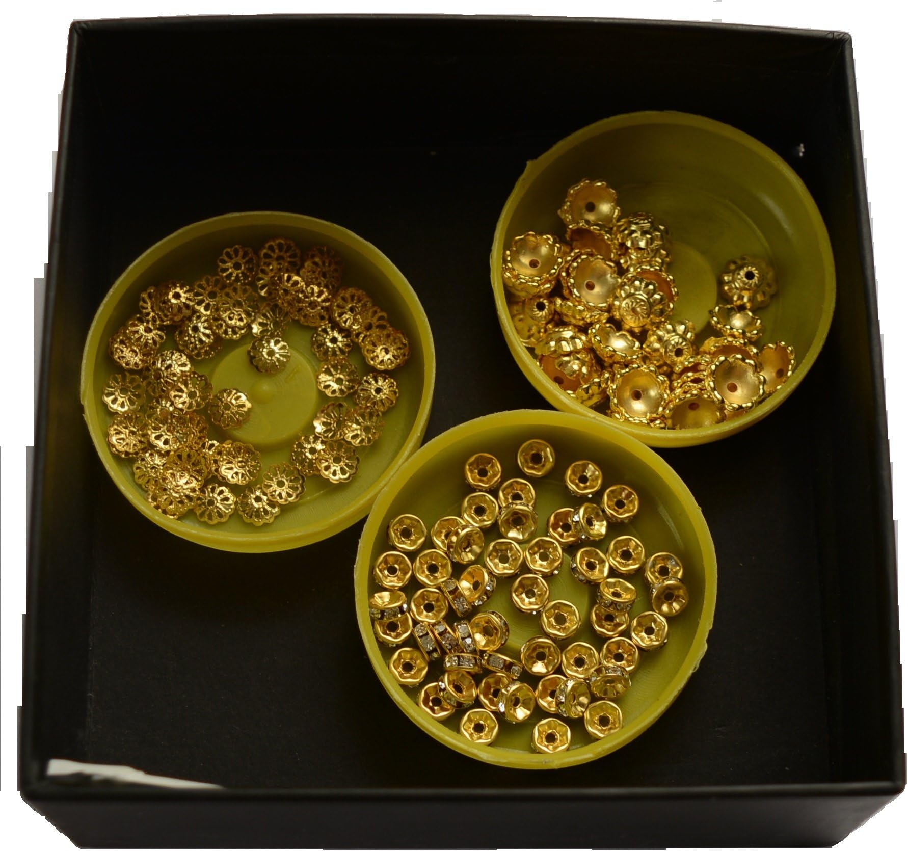 Golder Flower Caps and Rhinestone for jewellery making
