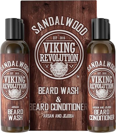 Viking Revolution Beard Wash & Conditioner Set with Argan Jojoba Oils 5oz