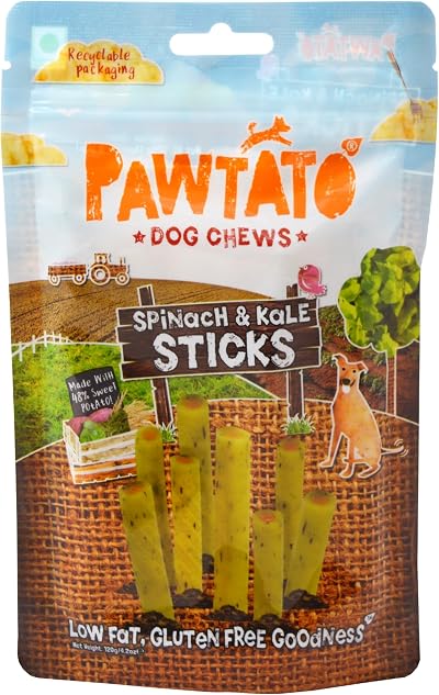 Pawtato Spinach & Kale Vegan Dog Sticks 12 x 120g