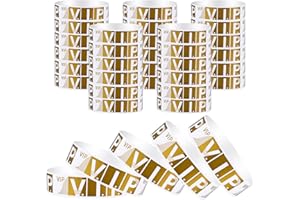 PRASACCO 100 Pcs VIP Wristbands for Events Waterproof Paper Bracelets Lightweight Event Wristbands for Party Concert Club Amusement Park Festivals (Gold)