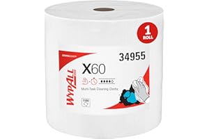 WypAll GeneralClean X60 Cloths Multi-Task Cleaning Wipes, Jumbo (34955), Strong and Absorbent Towels, White (1 Roll of 1,100 Sheets, 1,100 Sheet Total)