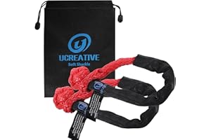 Ucreative 2Pcs Synthetic Soft Shackle 1/2 Inch x 22 Inch (56,000lbs Max Breaking Strength) with Extra Sleeves (Red)