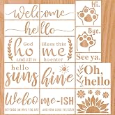 Door Mat Stencils for Painting, Reusable Home Welcome Stencil on Porch Wood Sign Doormat Crafts
