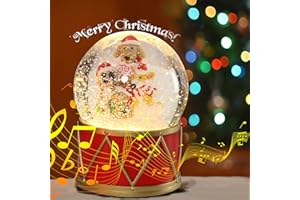 AFIRST Christmas Snow Globes Musical Globe - Snow Globe with 8 Songs Color Changing Puppys and Cat Musical Box for Christmas Home Décor and Gifts