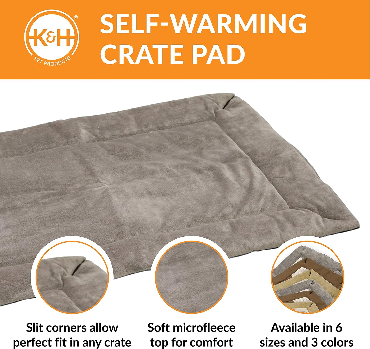 K&H Pet Products Self-Warming Crate Pad Gray X-Small 14 X 22 Inches : Pet Bed Mats : Pet Supplies