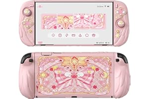 PlayVital Magic Wings Protective Case with Stand for Nintendo Switch 2 | Joycon Silicone Grips, PC Console Hard Shell, 2 Joystick Caps | Cute Animal Accessories Dockable Cover for Switch 2 - Pink