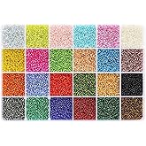 Bala&Fillic Size 12/0 Glass Seed Beads About 24000 pcs in Box 24 Color, 2mm Transparent Silver Lined Seed Beads for Making Earring Bracelets Necklace