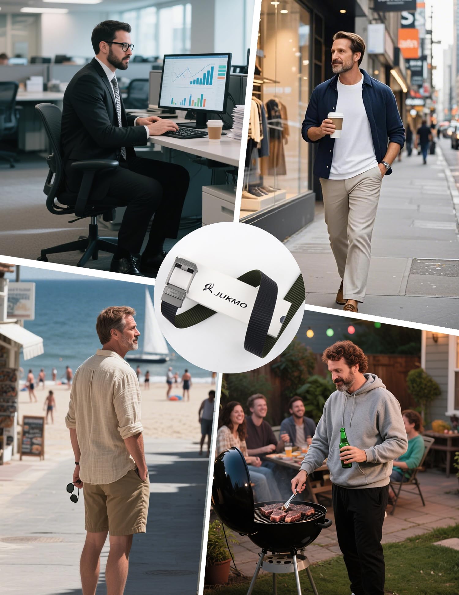 JUKMO Men's Reversible Ratchet Belt - 2 Styles in