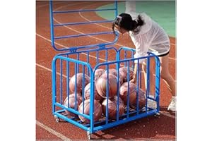 Ball Storage Cart with Wheels, Heavy Duty Rolling Organizer for Sports Equipment, Stackable Ball Cage with Lid for School/Gym