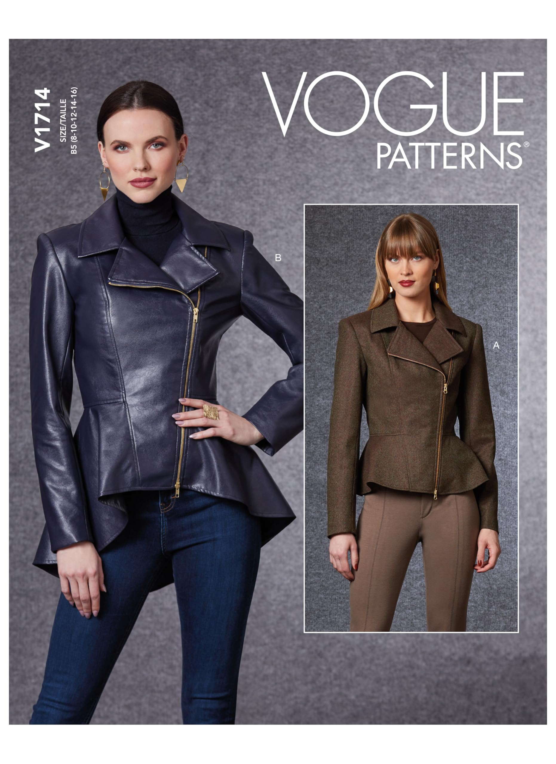 Vogue Patterns V1714F5 Misses Jacket, White, F5 (16-18-20-22-24)