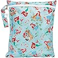 Bumkins Disney Ariel Waterproof Wet Bag for Baby, Travel, Swim Suit, Cloth Diapers, Pump Parts, Pool, Gym Clothes, Toiletry, Strap to Stroller, Daycare, Zipper Reusable Bag, Packing Pouch