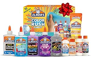 Elmer's Color Rush Slime Kit, Includes Liquid Glue, Activator, Makes Color Changing, Glow in The Dark, Butter Slime and More, 10 Piece Set - Perfect for Parties, Gift, Activity Time