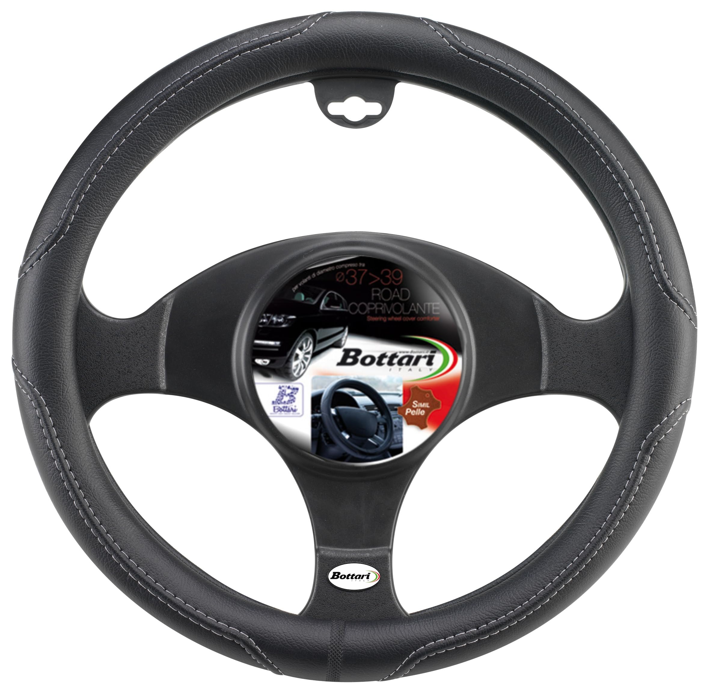 Bottari 16344 Steering Wheel Cover Road, diameter: 39–41 CM Black/Grey
