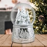 San Francisco Music Box Silver Reindeer Musical Snow Globe
