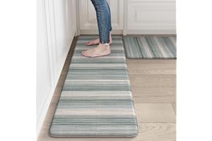 LEEVAN Kitchen Mat 2 PCS, Non-Slip Waterproof Kitchen Rugs, Green Anti Fatigue Kitchen Rugs and Mats, Comfort Standing Mat for Office,Sink,Desk