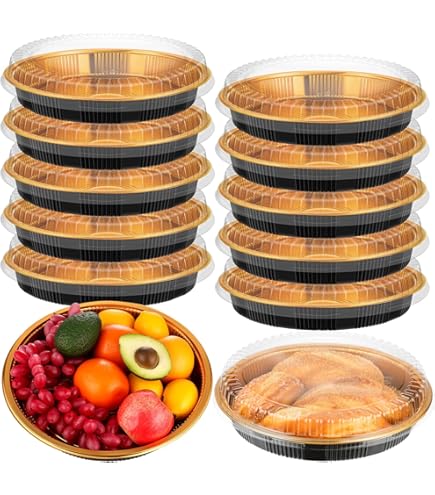 Round Rice Cakes Container 5pcs 10inch Round Cake Carriers - Plastic Disposable Containers With ...