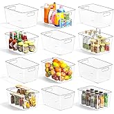 MSHOMELY 12 Pack Clear Plastic Storage Bins, Pantry Organizing Bins , XL | BPA Free, Plastic Storage Container for Organizing, Easy to Move, for Pantry, Fridge, Kitchen, Cabinet, Bathroom, Closet