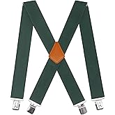 Doloise Men's Suspenders X Back 2 Inches Wide with Extra Heavy Clips Adjustable Braces for Men Suspender