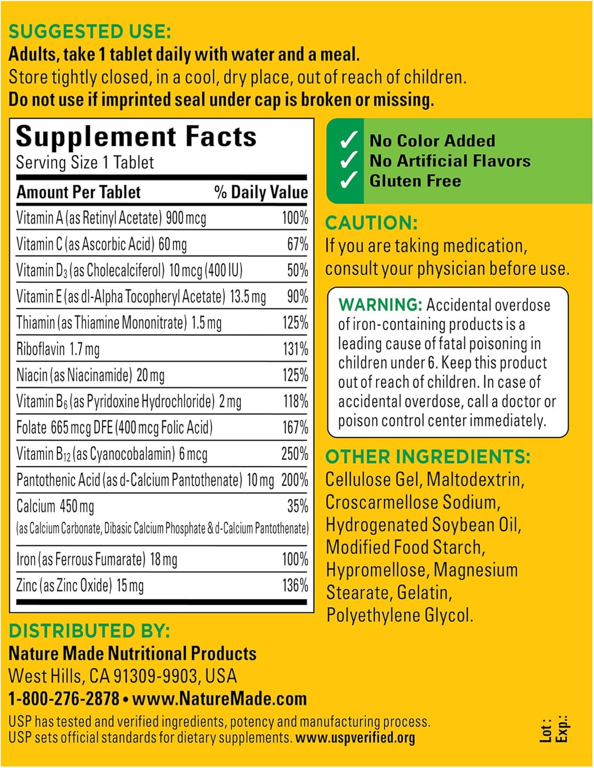 Nature Made Multi Daily Vitamin With Iron and Calcium, Value Size, 300 Tablets: Health & Personal Care