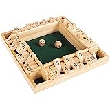 Hey! Play!Shut The Box Game-Classic 10# Wooden Set with Dice Included-Old Fashioned, 4 Player Thinking Strategy Game For Adults & Children