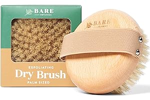 Bare Botanics Dry Body Brush for Lymphatic Drainage - Improve Circulation w Gentle Exfoliation for Soft Skin - Ergonomically 