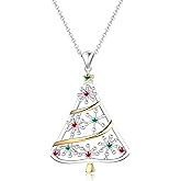 Sllaiss 925 Sterling Silver Christmas Tree Pendant Necklace Costume Jewelry Christmas Jewelry Gifts Long Pendant Necklace for Women