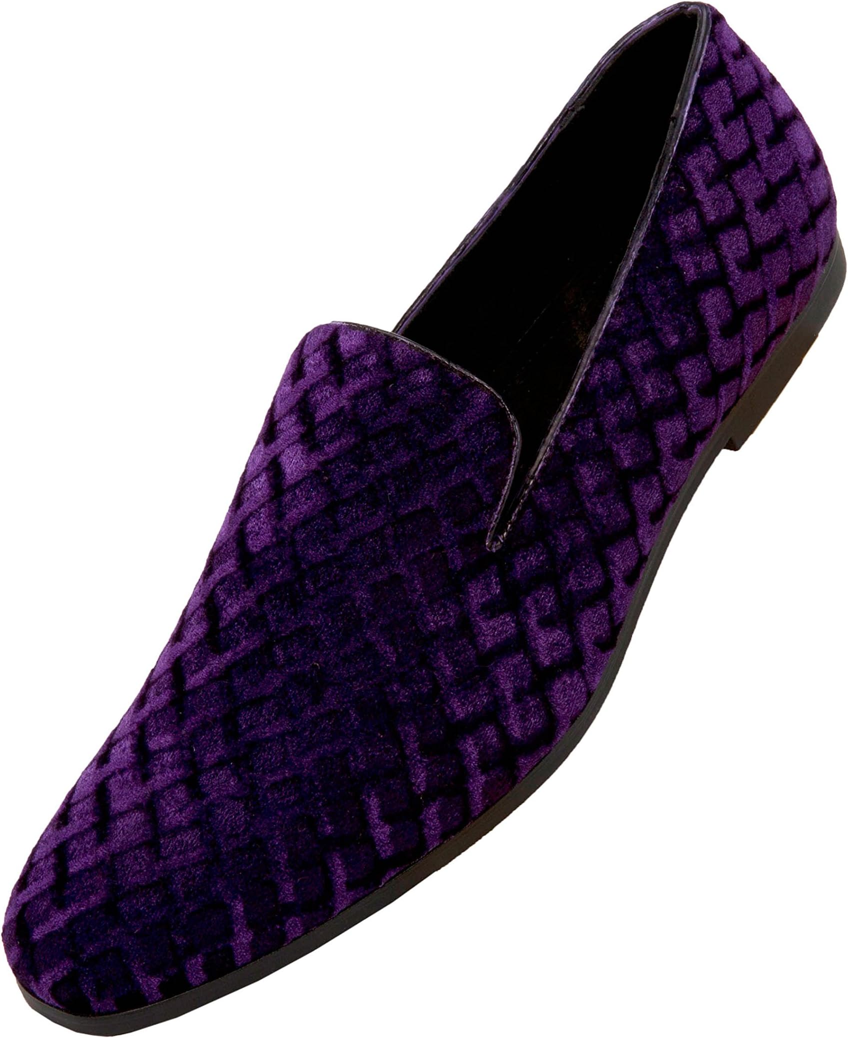 AmaliFishman Men’s Dress Shoes Plush Velvet with a Quilted Design Slip-on Driver Shoes for Men Velvet Loafers The Original Smoking Men Tuxedo Slipper Shoes