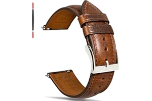 Gomvadr Quick Release Leather Watch Band 14mm 16mm 18mm 19mm 20mm 21mm 22mm 24mm,Vintage Oil Wax-tanned Pull-up Men's Watch Bands Replacement Leather Watch Straps for Men Women