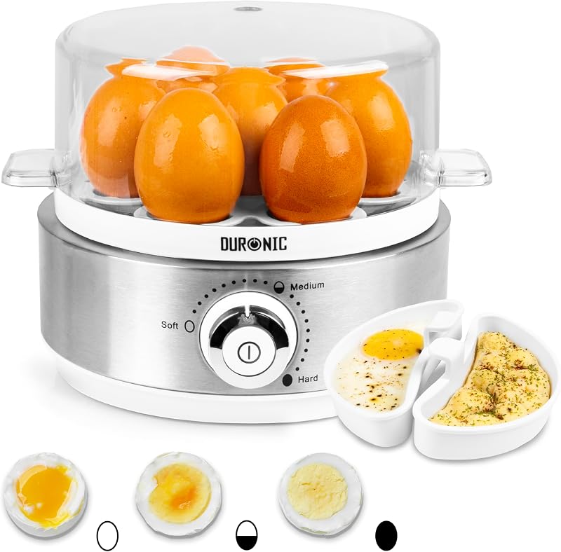 Duronic EB40 WE Electric Egg Boiler 7 Eggs 400W Steamer Timer Buzzer