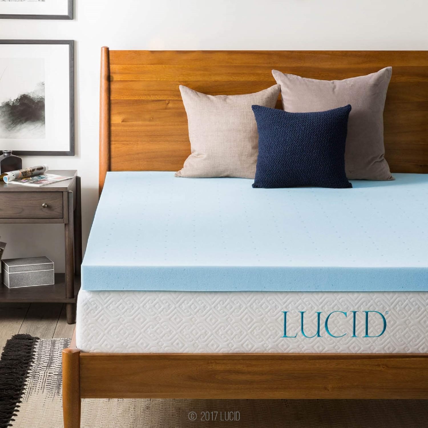 Lucid 3-inch Ventilated Gel Memory Foam Mattress Topper - Queen: Home & Kitchen