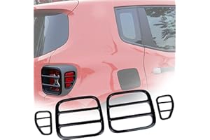 EnRand Tail Light Cover Fits for Jeep Renegade, Black Anti-Oxidation Metal Taillight Rear Lamp Protector Guard Cover for Jeep Renegade 2015 2016 2017 2018 2019 2020 2021
