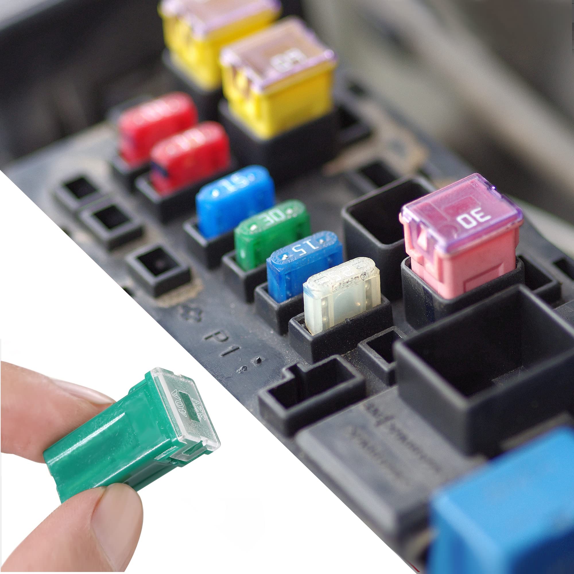 CrocSee CrocSee 30 Pieces Car Fuses Assortment Kit, Tall/Standard and Low Profile Box Shaped Automotive Fuses for Pickup Trucks, Cars, RVs, and SUVs