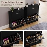 Vida Designs Wooden Shoe Cabinet 2 Drawers Dust-Proof Slim Hallway Black view 6