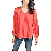 Nautica Womens Nautica Women's Long Sleeve V-Neck Woven Shirt