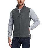 Outdoor Ventures Men's Full-Zip Lightweight Polar Fleece Vest Outerwear with 5 Pockets Warm Winter Sleeveless Jacket Casual
