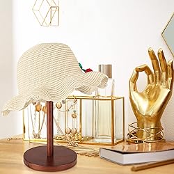 Chunful 2 Pieces Hat Display Stand Rustic Wood Hat