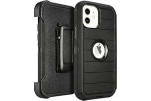 SAIBORO for Defender iPhone 12 Case with Clip Holster,for iPhone 12 Case with Kickstand,for iPhone 12 Phone case Heavy Duty Rugged Full-Body,3 Layers of Sturdy,Phone Case iPhone 12 Case Protective(Black)
