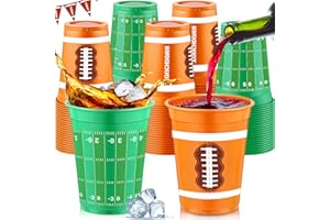 Dandat 300 Pcs Football Cups Disposable Thick Football Plastic Cups Party Supplies, 16 oz Green Cocktail Cups Decorations for Tailgate Party Football Game Time Supplies Decorations in 2 Designs