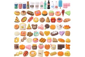 DULEFUN 100pcs Miniature Foods Drink Bottles Toys, Mixed Mini Resin Food Drinks Figures Pretend Play Kitchen Game Party Favor Toy for Dollhouse Accessories Decorations