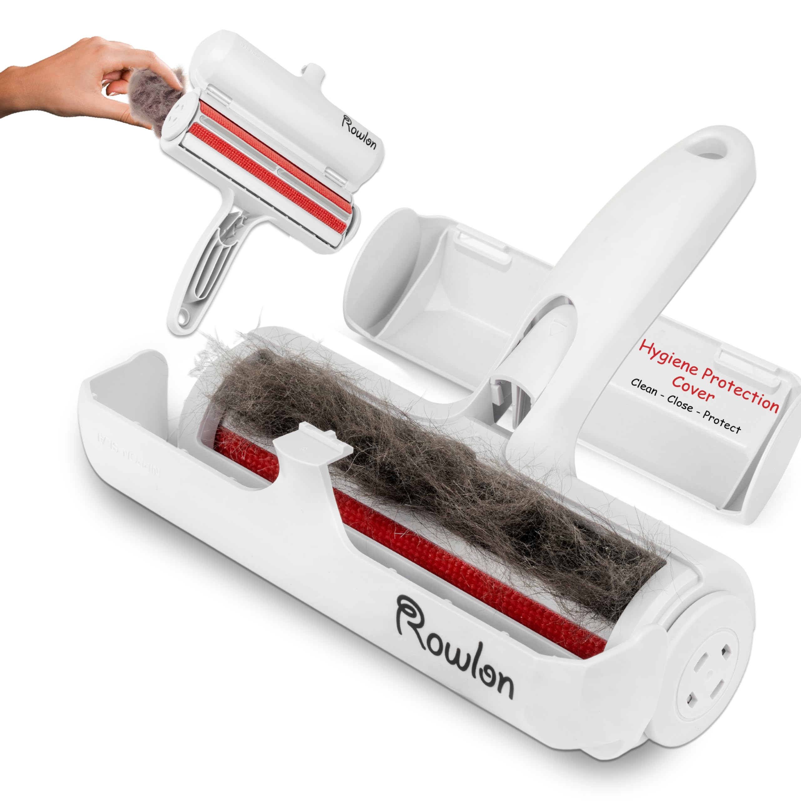 Rowlon Pet Hair Remover Roller with Cover | Reusable Lint Roller for Pet Fur | Cat and Dog Hair Remover for Carpet, Rugs, Stairs, Sofa, Clothes, Bedding and Car