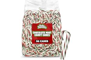 BUHA SWEETS Bulk Chocolate Mint Candy Canes - 36 Count Individually Wrapped Holiday Candy Canes - Chocolate Mint Flavored Christmas Candy for Hot Cocoa, Gifts & Candy Bowls