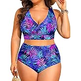 Tempt Me Plus Size High Waisted Bikini - Women Two Piece Swimsuit Tummy Control Bathing Suit 2025 Swimwear