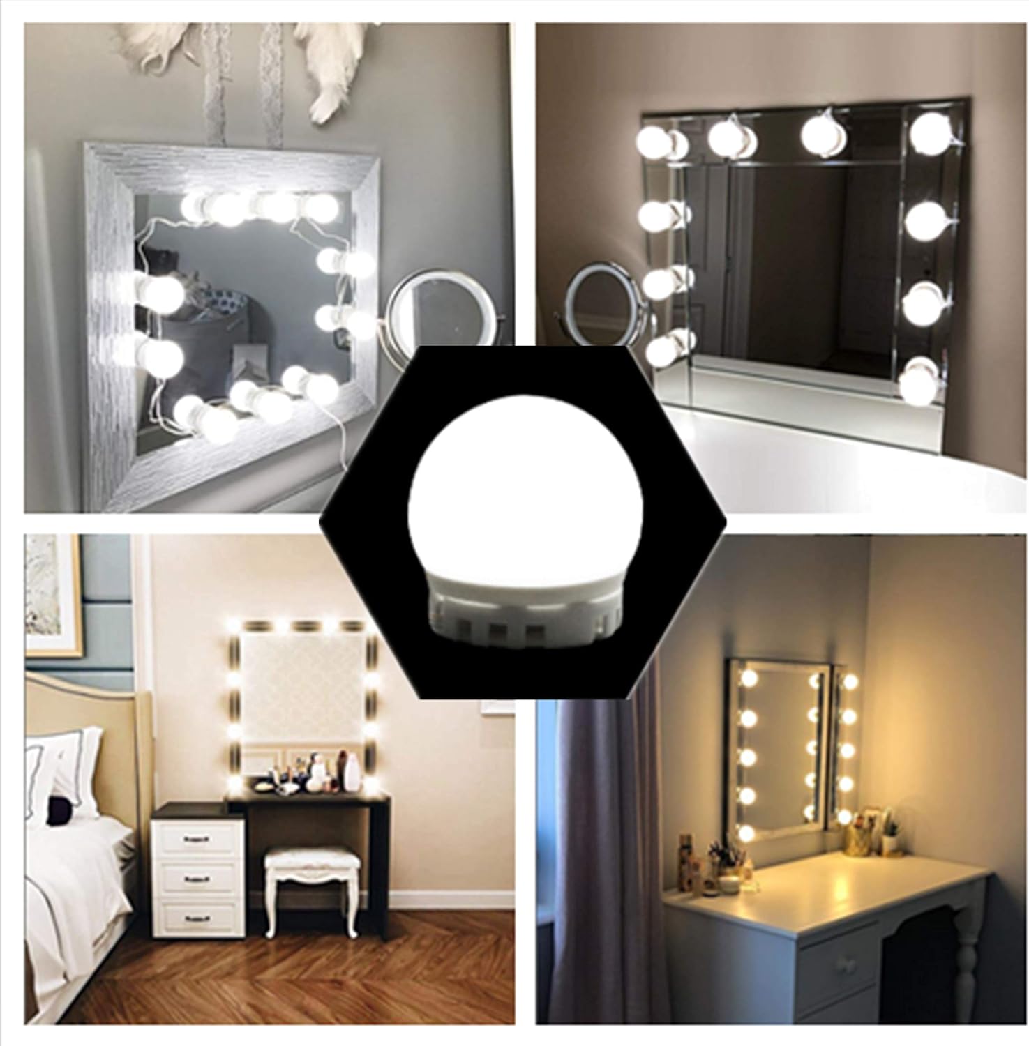 Vanity Mirror Light Kit IMAGE 12 LED Light Bulb Hollywood Style Vanity