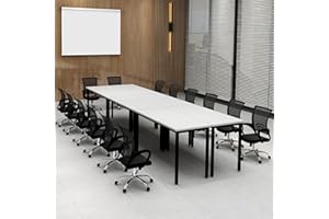 Bonzy Home 12ft Conference Tables Chair Set, 142"x47"x30" Table & 14pcs Chairs, Office Computer Desk and Chair Set for Meeting Room Study Printer Podcast Seminar Table Set for 14 People