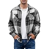 LIFROWI Mens Plaid Shirt Long Sleeve Button Down Shirt Casual Cotton Fashion Lightweight Shirts with Pockets