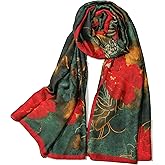 Shanlin Silk Feel Long Floral Satin Scarves for Women in Gift Box