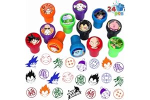 NOVOVIDA 24 Pcs Dragon Themed Stampers, Ball Z Birthday Party Supplies, Classroom Rewards Prizes, Goody Bag Treat Bag Stuff for Goku Birthday Party Gifts