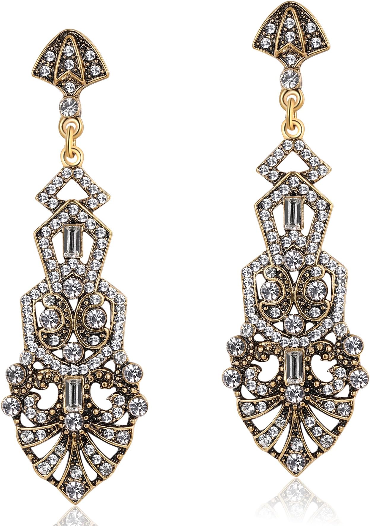 ArtiDeco 1920s Vintage Rhinestone Earrings Flapper Accesories Gatsby Costume
