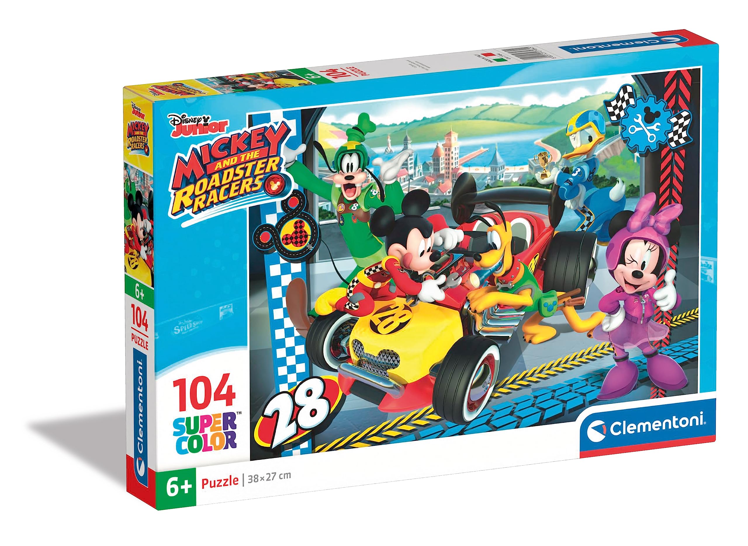 Clementoni - 27984 - Supercolor Puzzle for children- Mickey and the Roadster Racers - 104 Pieces - Disney
