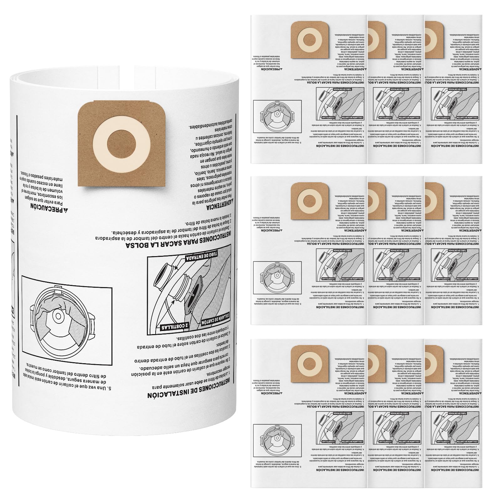 Photo 1 of 10 Pack CMXZVBE38749 Vacuum Dust Bags Compatible with CRAFTSMAN 16-20 Gallon Wet/Dry Shop Vac, Vac Bags Replacement for Ridgid 16 Gal Shop Vacuum, Part# 38749